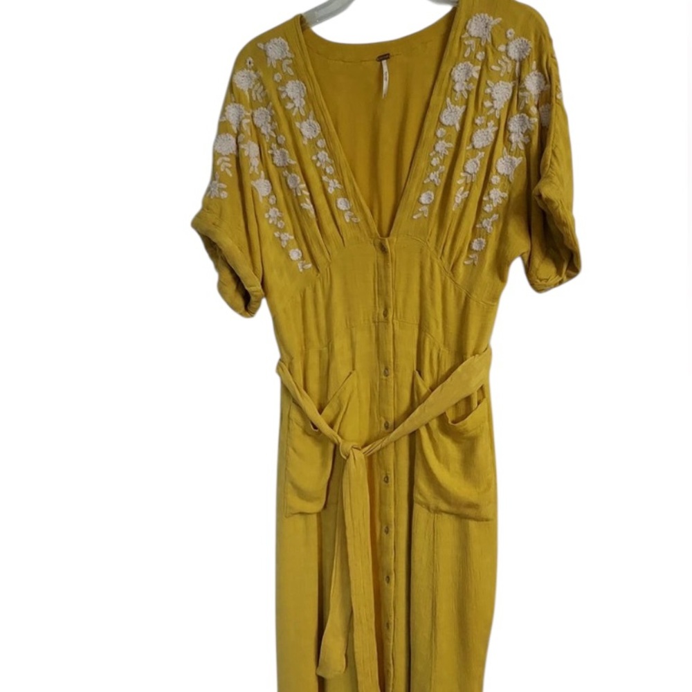 Free People Yellow and White Maxi Dress